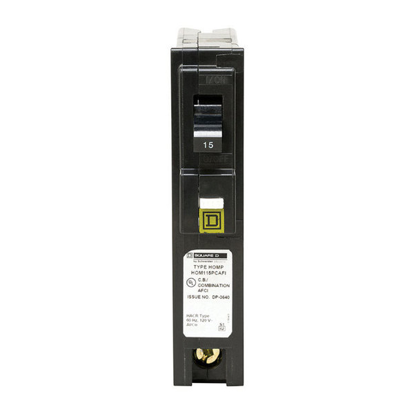 Square D Miniature Circuit Breaker, HOM Series 15A, 1 Pole, 120V AC HOM115PCAFIC